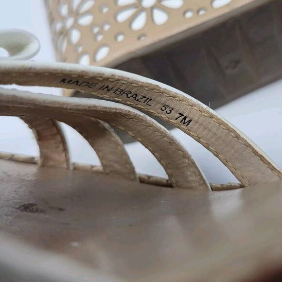 Kate Spade Sandals Womens 7M Titi White Vacchetta Platform Leather Floral - Picture 8 of 13